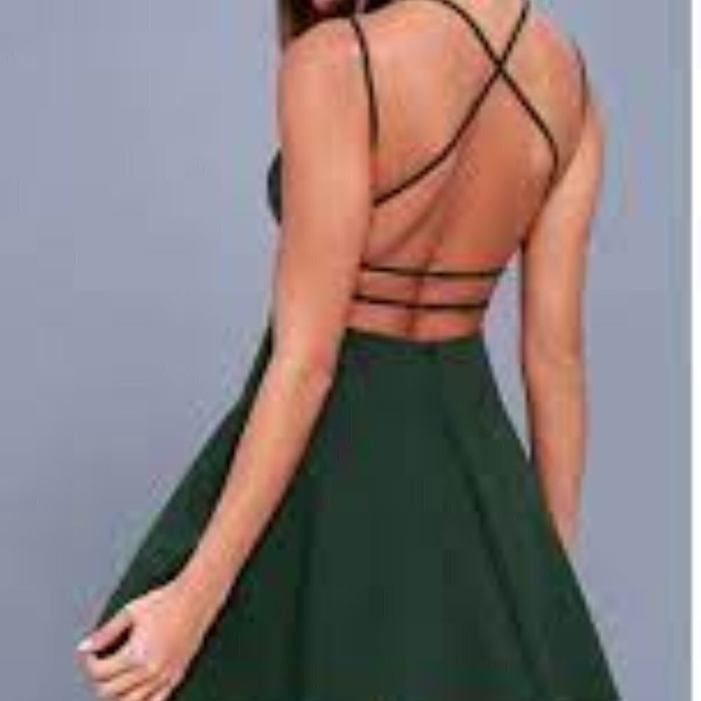 Lulus Forest Green Backless Skater Dress - Picture 8 of 10